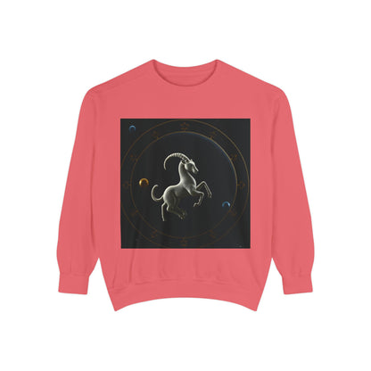 Garment-Dyed Sweatshirt, Unisex, Space Animal Design v1, Capricorn