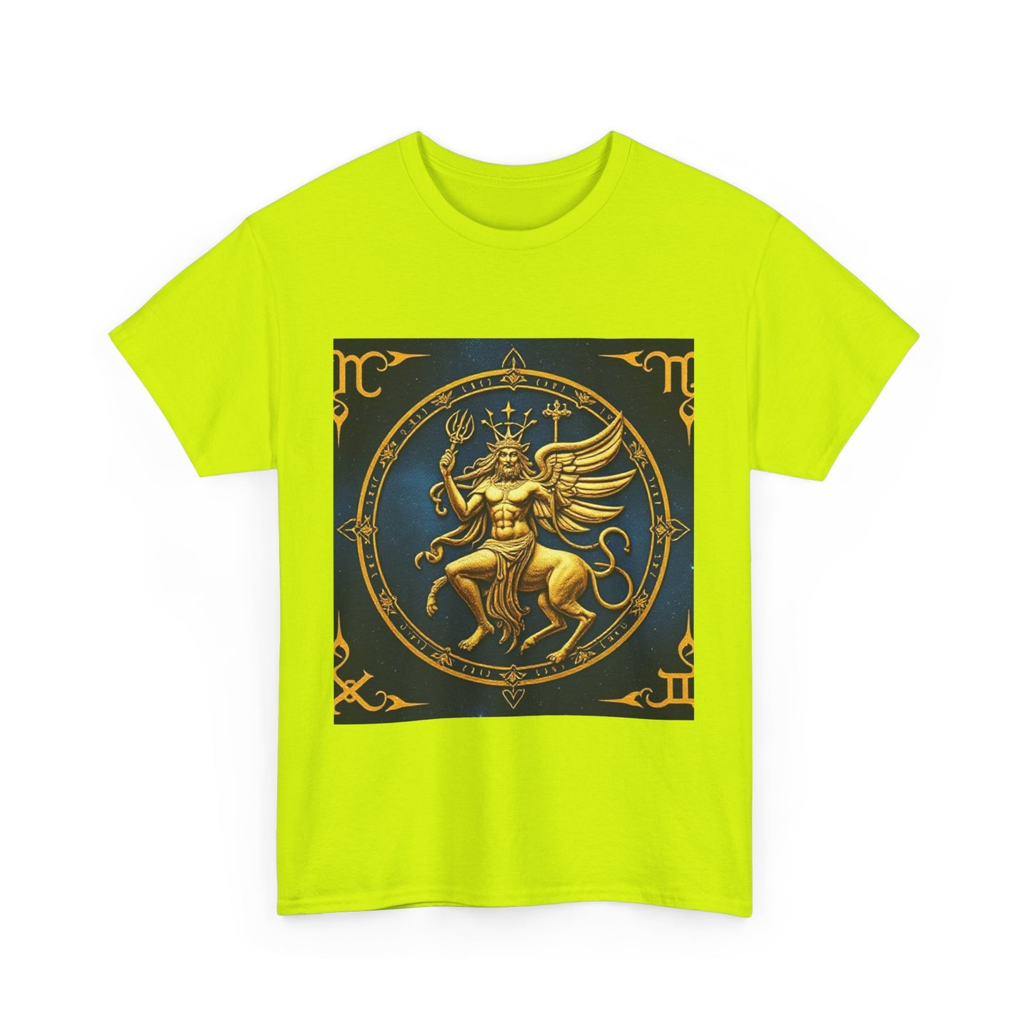 Unisex Heavy Cotton T-Shirt, Gold Angel, Symbol, Virgo Zodiac Design