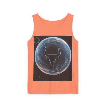 Unisex Garment-Dyed, Tank Top, Taurus Design, Planet Animal v1, 100% US cotton