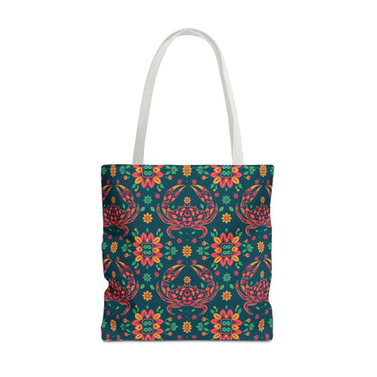 Tote Bag (AOP), Cancer, Zodiac v2, Flower Pattern