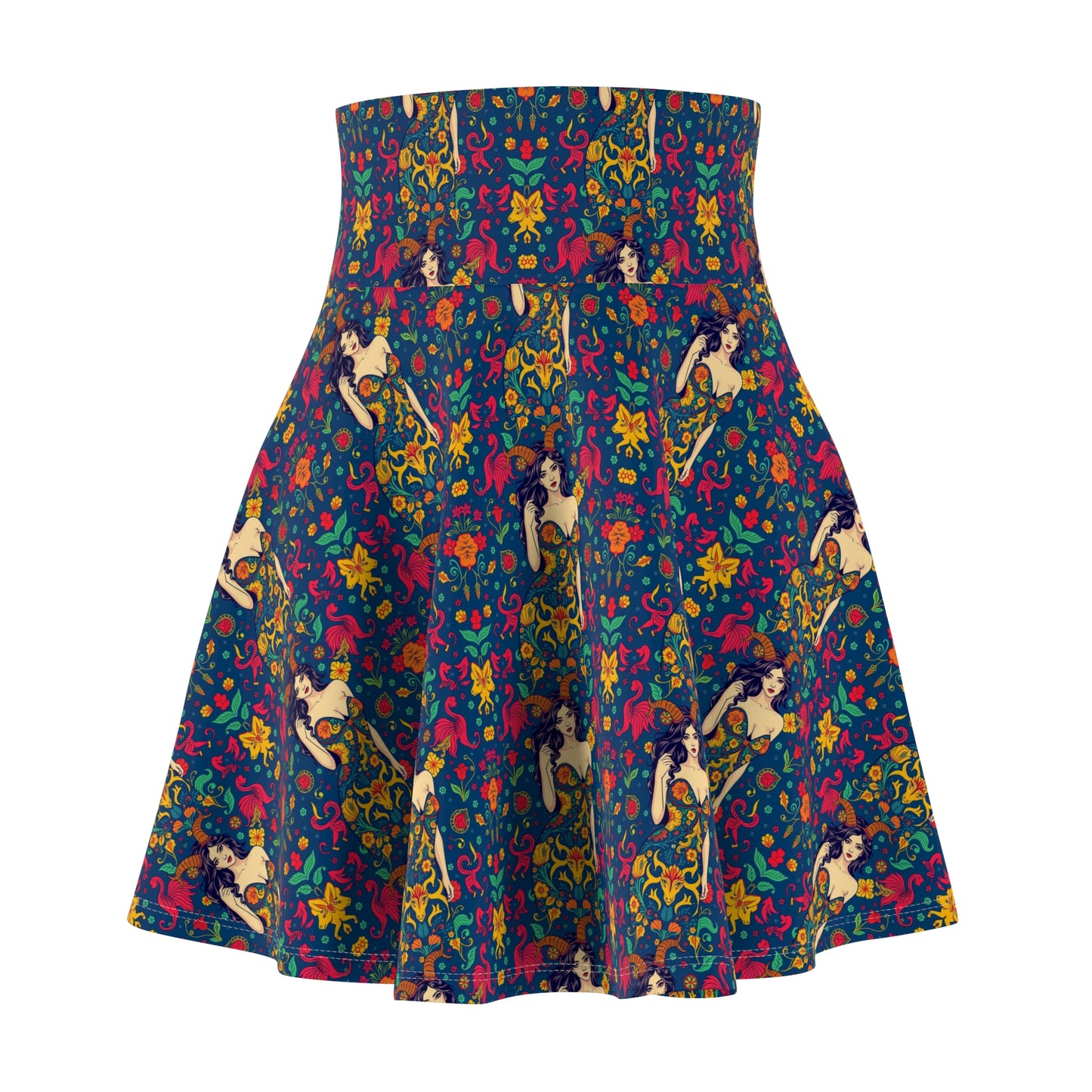 Women's Skater Skirt, (AOP), Capricorn, Zodiac v2, Sexy Pattern