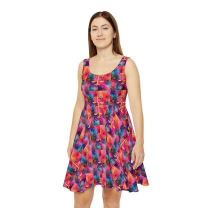 Women's Skater Dress, AOP, Zodiac v1, Libra, Pattern