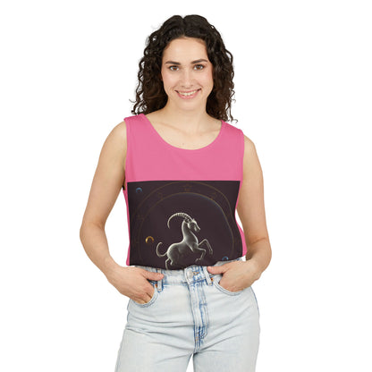 Unisex Garment-Dyed, Tank Top, Capricorn Design, Space Animal v1, 100% US cotton