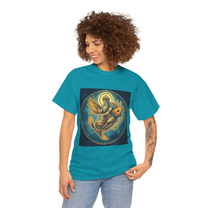 Unisex Heavy Cotton T-Shirt, Pisces King. Zodiac Design