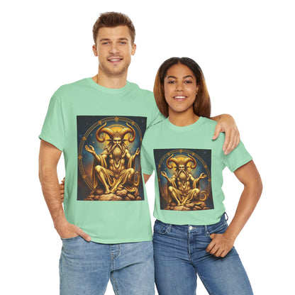 Unisex Heavy Cotton T-Shirt, On The Throne, Taurus Zodiac Design