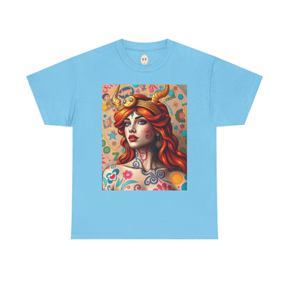 Unisex Heavy Cotton T-Shirt, Virgo, Zodiac v1, Sexy Art