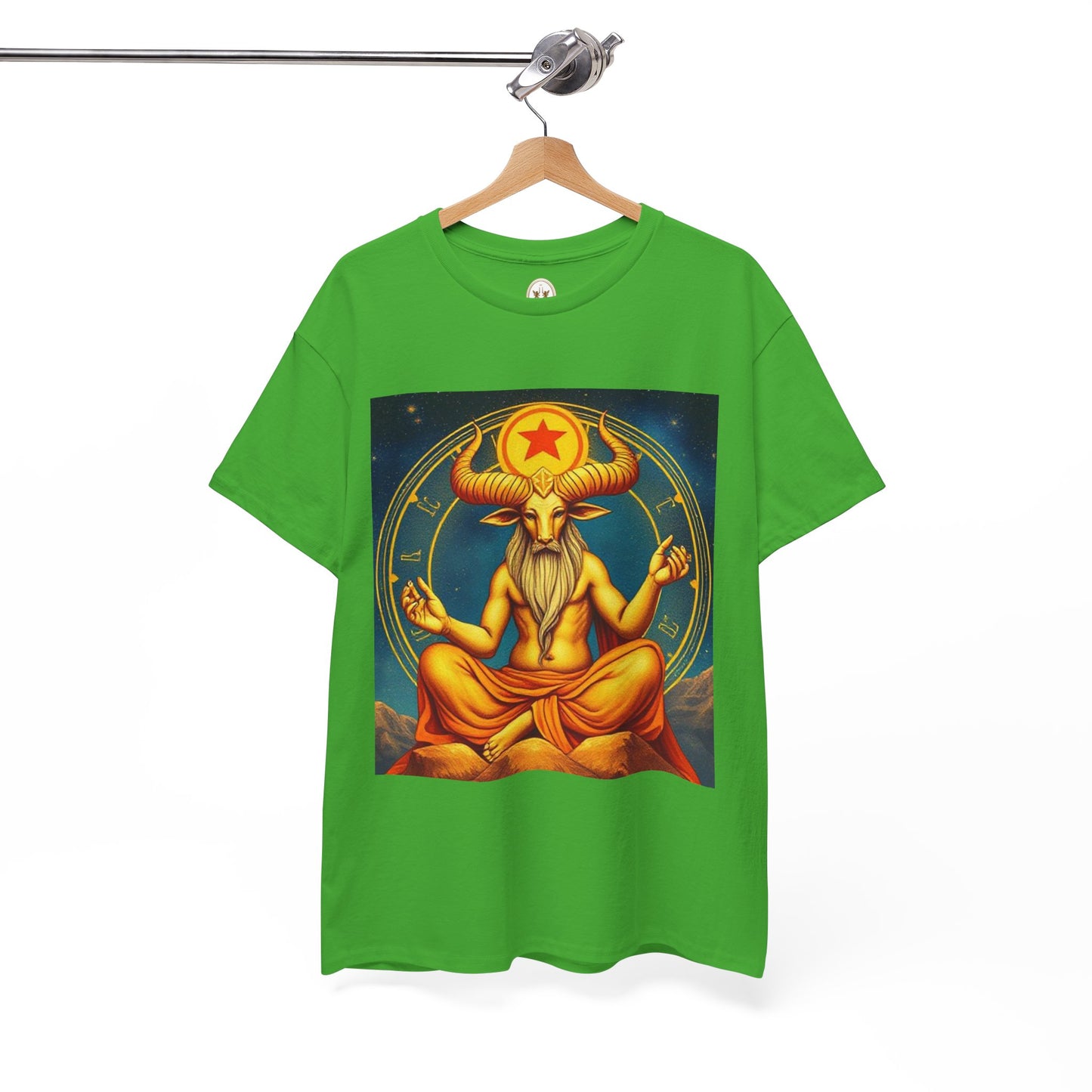 Unisex Heavy Cotton T-Shirt, Meditating Bull, Taurus Zodiac Design