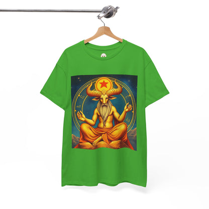 Unisex Heavy Cotton T-Shirt, Meditating Bull, Taurus Zodiac Design