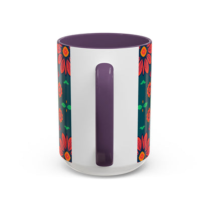 Accent Coffee Mug, Leo, Zodiac v1, Flower Pattern, (11, 15oz)