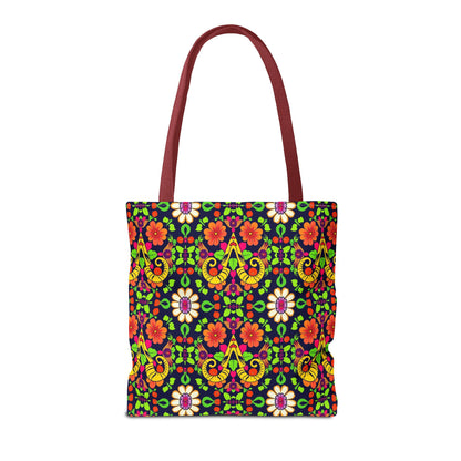 Tote Bag (AOP), Aries, Zodiac, Flower Pattern