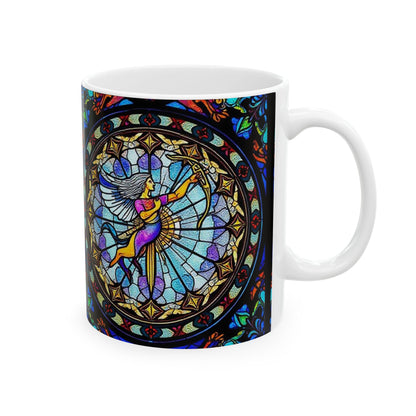 Ceramic Mug, (11oz, 15oz), Ceramic Coffee Mug, AOP, Glass Design v1, Sagittarius Zodiac