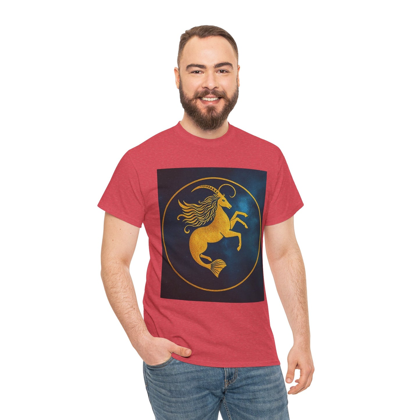 Unisex Heavy Cotton T-Shirt, Capricorn Animal v4, Symbol, Zodiac Design