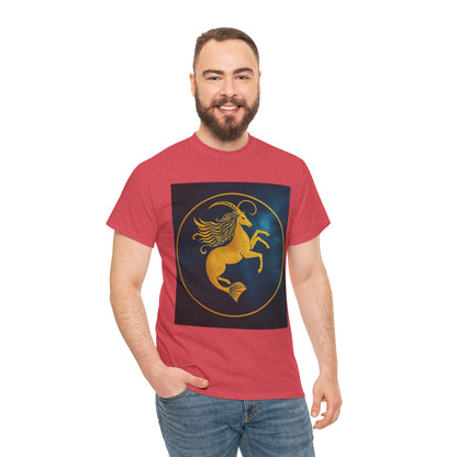 Unisex Heavy Cotton T-Shirt, Capricorn Animal v4, Symbol, Zodiac Design