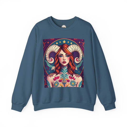 Unisex Heavy Blend™ Crewneck Sweatshirt, Aries, Zodiac v1, Sexy Pattern