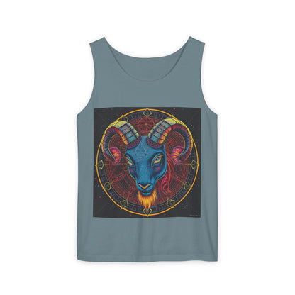 Unisex Garment-Dyed, Tank Top, Aries Design, Pop Art, 100% Ringspun US cotton
