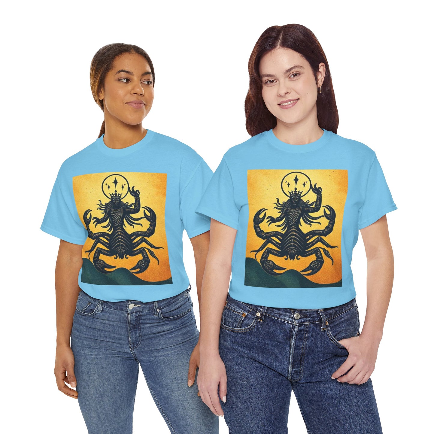 Unisex Heavy Cotton T-Shirt, Scorpion King, Print Art v1, Scorpio Zodiac Design