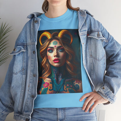 Unisex Heavy Cotton T-Shirt, Capricorn, Zodiac v1, Sexy Art