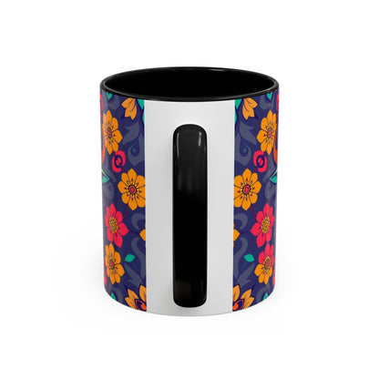 Accent Coffee Mug, Taurus, Zodiac. Flower Pattern, (11, 15oz)