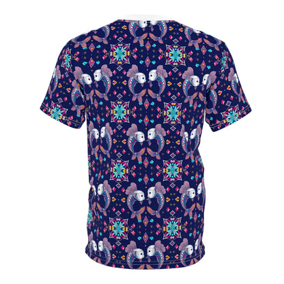 Unisex Cut & Sew T-Shirt, (AOP), Pisces, Zodiac, Jewels Pattern