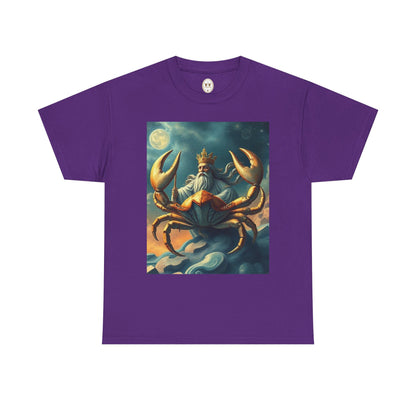 Unisex Heavy Cotton T-Shirt, Crustacean King, Cancer Zodiac Design