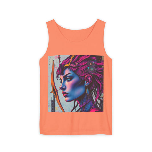 Unisex Garment-Dyed, Tank Top, Sagittarius Design, Pop Art, 100% US cotton