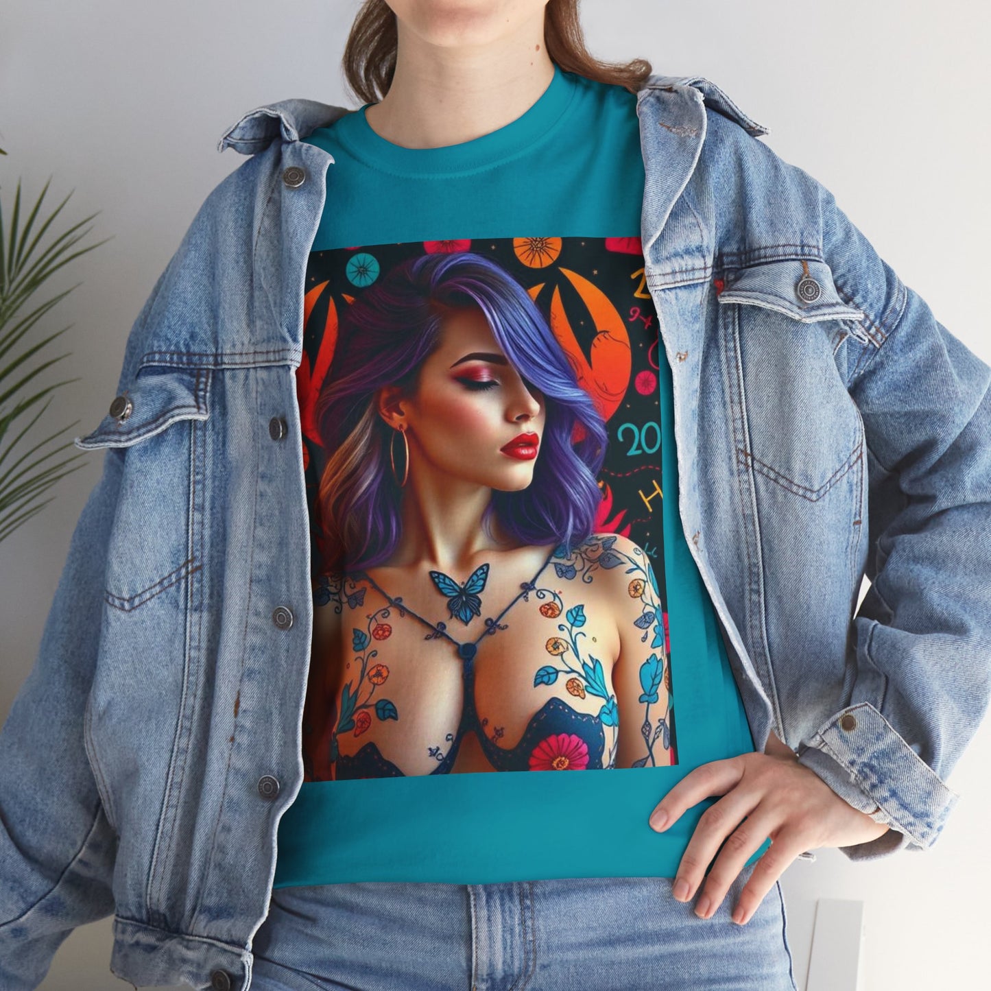 Unisex Heavy Cotton T-Shirt, Cancer, Zodiac, Sexy Art