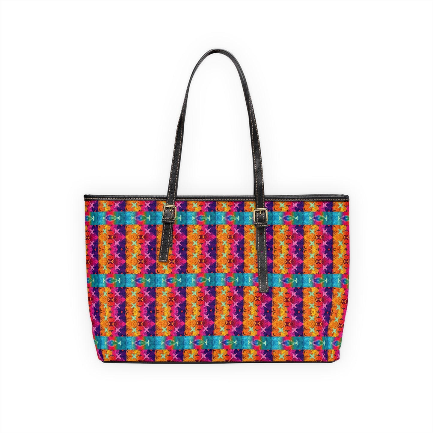 Leather Shoulder Bag, Pisces, Zodiac v1, Shapes Pattern
