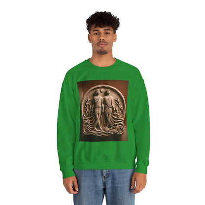 Unisex Heavy Blend™ Crewneck Sweatshirt, Stone Twins, Gemini Zodiac Design