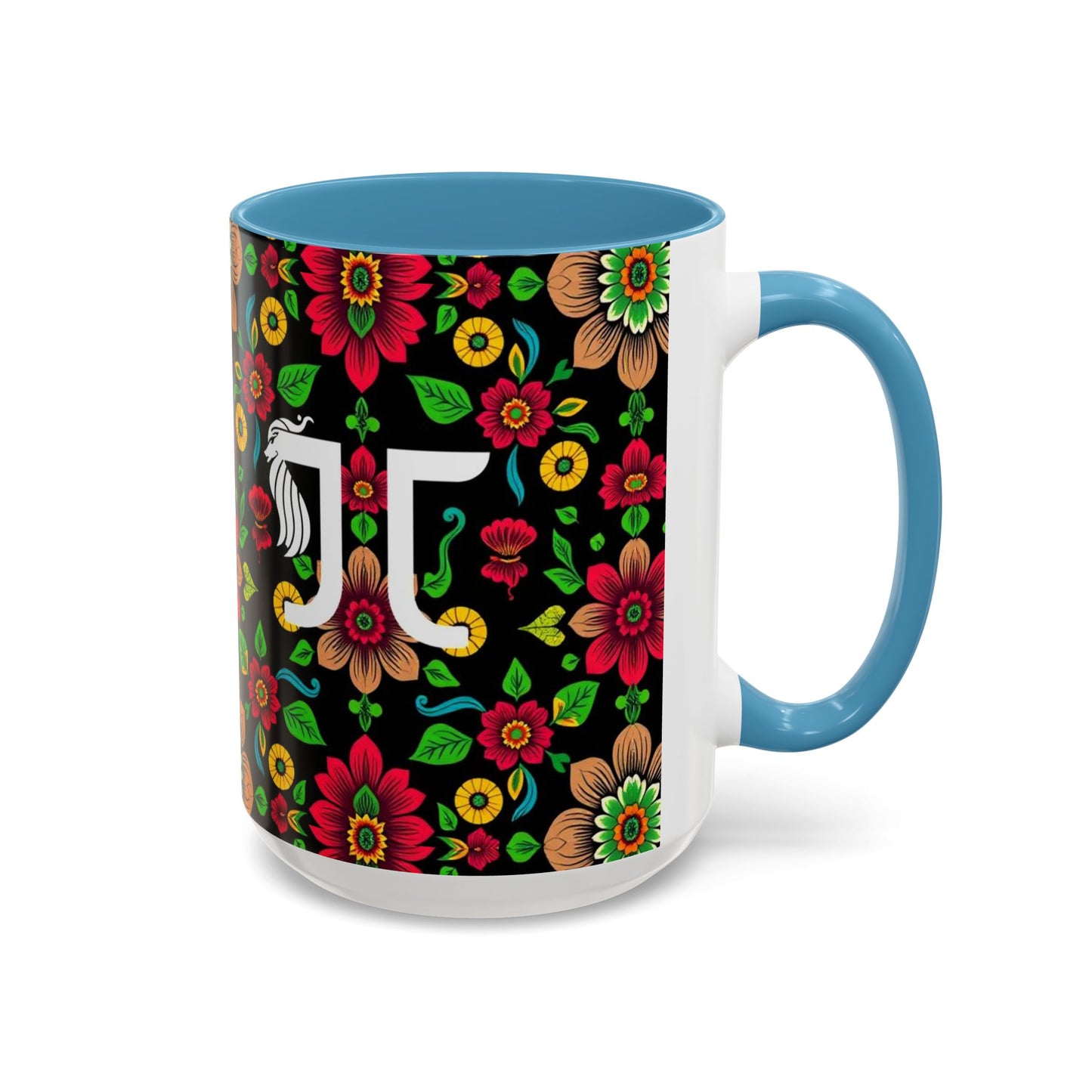 Accent Coffee Mug, Gemini, Zodiac v4, Flower Pattern, (11, 15oz)