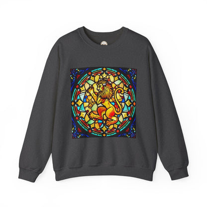 Unisex Heavy Blend™ Crewneck Sweatshirt, Glass 1, Leo Zodiac Design