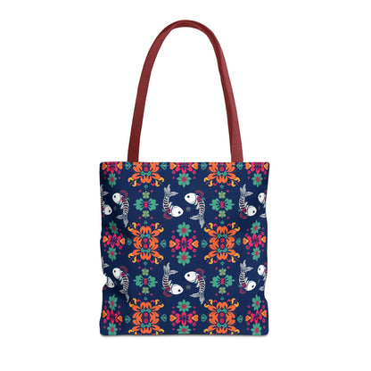 Tote Bag (AOP), Pisces, Zodiac, Flower Pattern