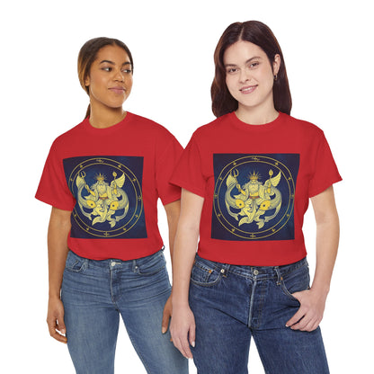 Unisex Heavy Cotton T-Shirt, King of Pisces, Zodiac Design