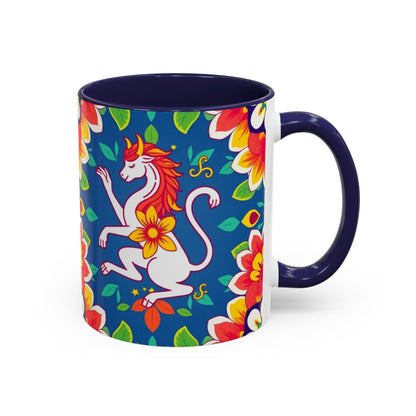 Accent Coffee Mug, Virgo, Zodiac v3. Flower Pattern, (11, 15oz)