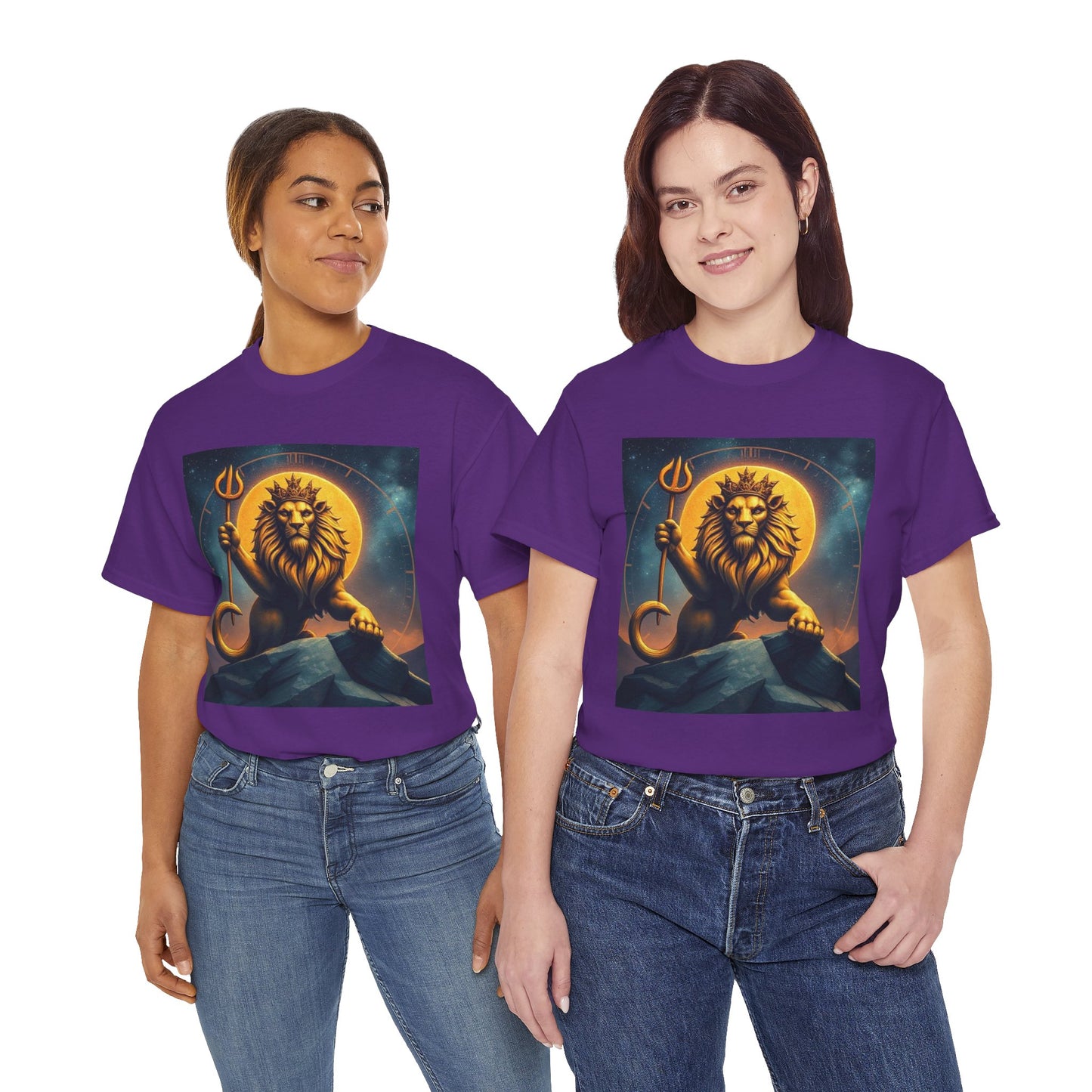 Unisex Heavy Cotton T-Shirt, King of Lions v2, Leo Zodiac Design