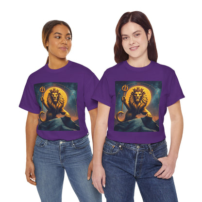 Unisex Heavy Cotton T-Shirt, King of Lions v2, Leo Zodiac Design
