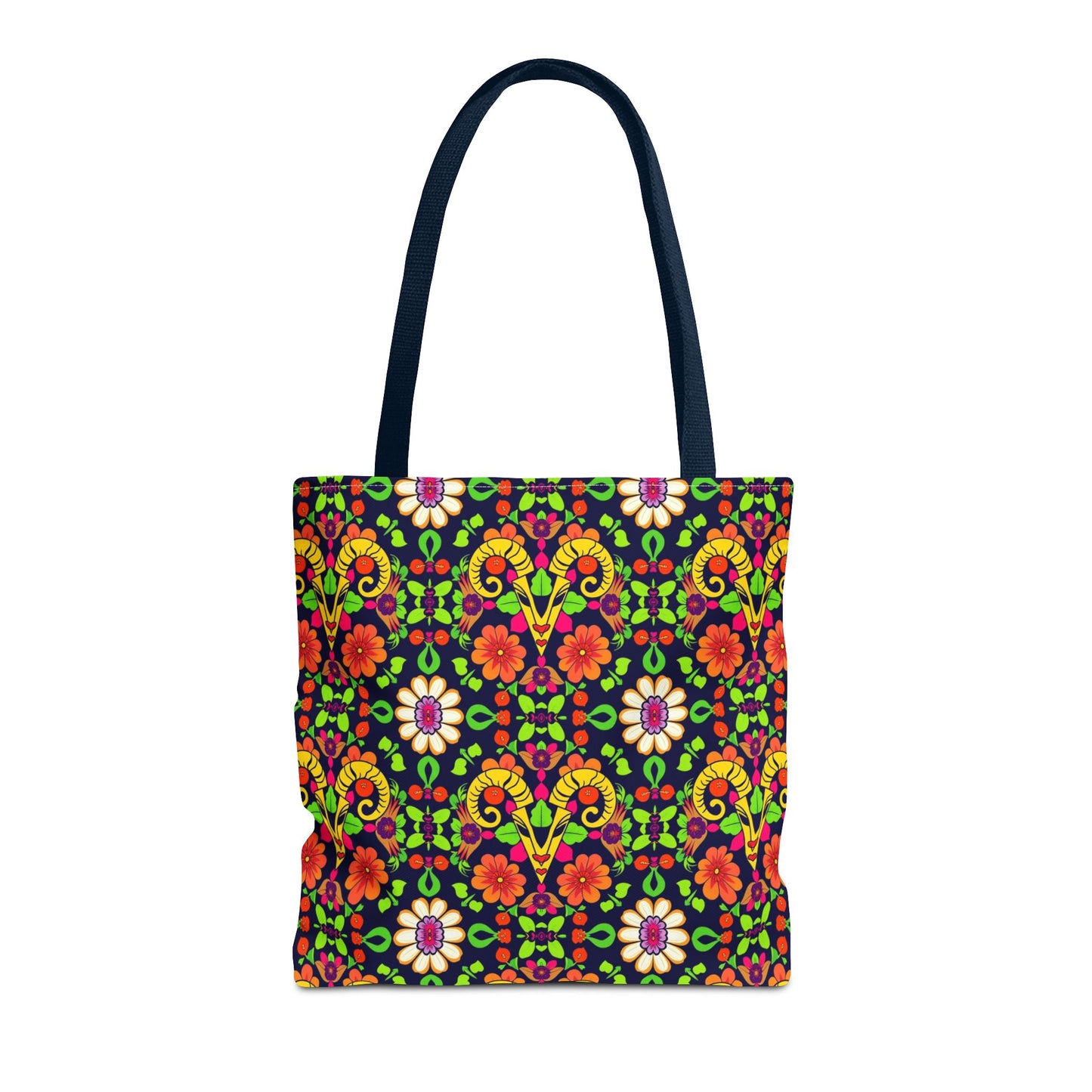 Tote Bag (AOP), Aries, Zodiac, Flower Pattern