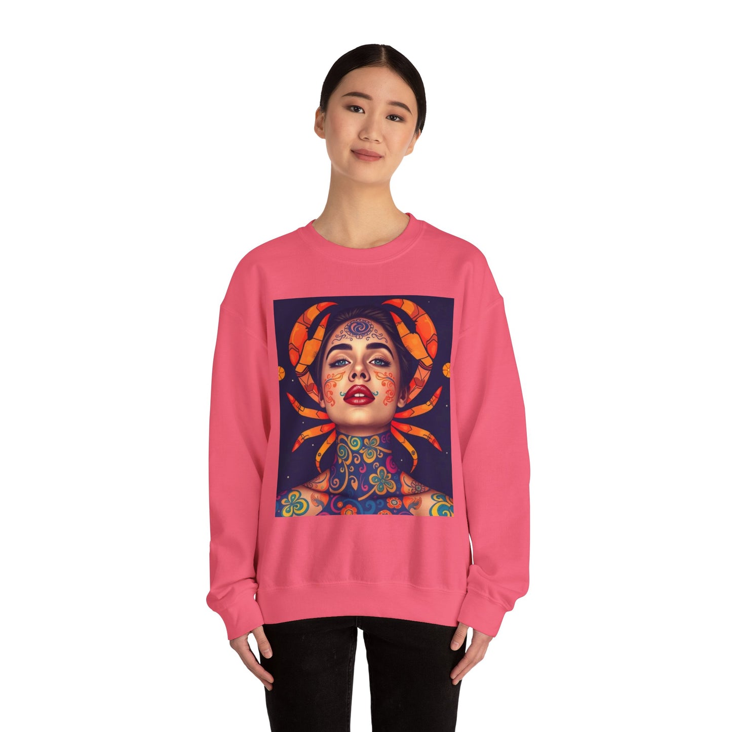 Unisex Heavy Blend™ Crewneck Sweatshirt, Cancer, Zodiac v1, Sexy Pattern