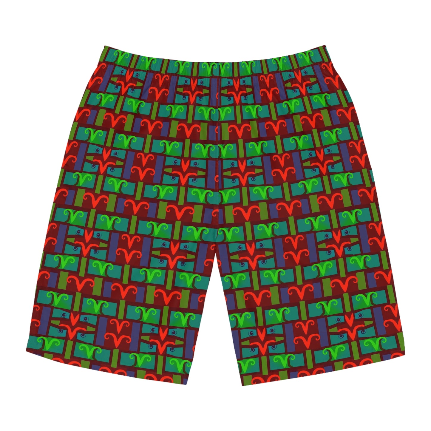 Men's Board Shorts, (AOP), Aries, Zodiac v2, Shape Pattern