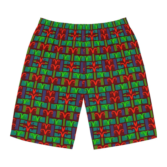 Men's Board Shorts, (AOP), Aries, Zodiac v2, Shape Pattern