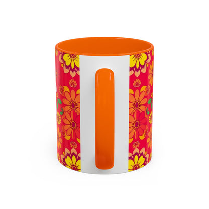 Accent Coffee Mug, Leo, Zodiac v4, Flower Pattern, (11, 15oz)