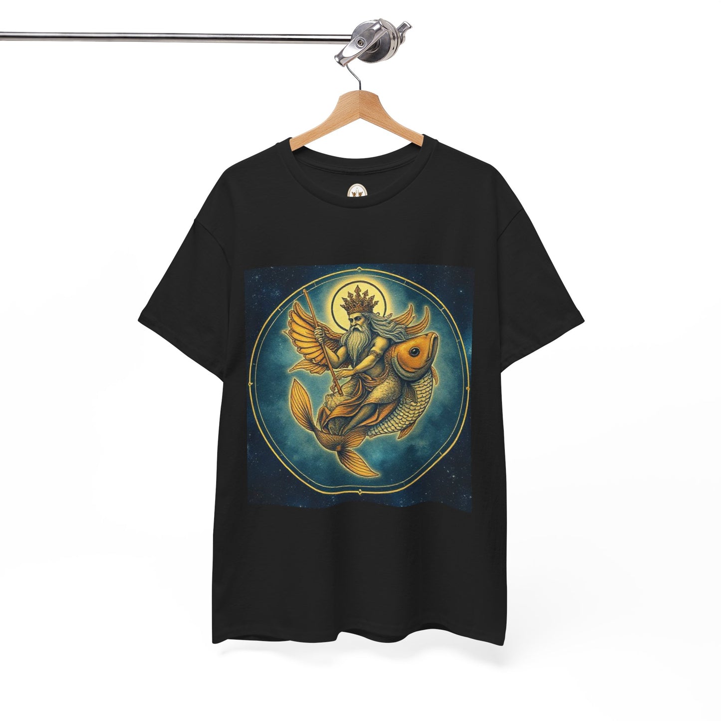 Unisex Heavy Cotton T-Shirt, Pisces King. Zodiac Design