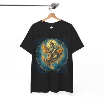 Unisex Heavy Cotton T-Shirt, Pisces King. Zodiac Design