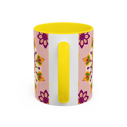Accent Coffee Mug, Sagittarius, Zodiac v4. Flower Pattern, (11, 15oz)