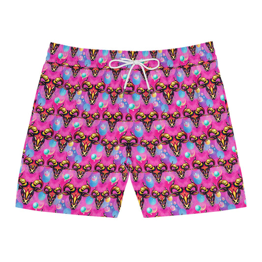 Men's Mid-Length Swim Shorts, (AOP), Taurus, Zodiac v3, Bubble Pattern