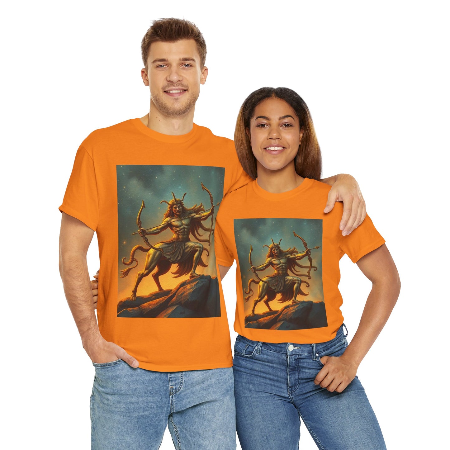Unisex Heavy Cotton T-Shirt, Arrow Centaur v1, Sagittarius Zodiac Design
