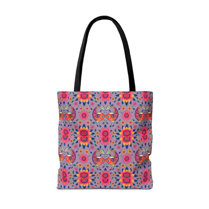 Tote Bag (AOP), Pisces, Zodiac v2, Flower Pattern