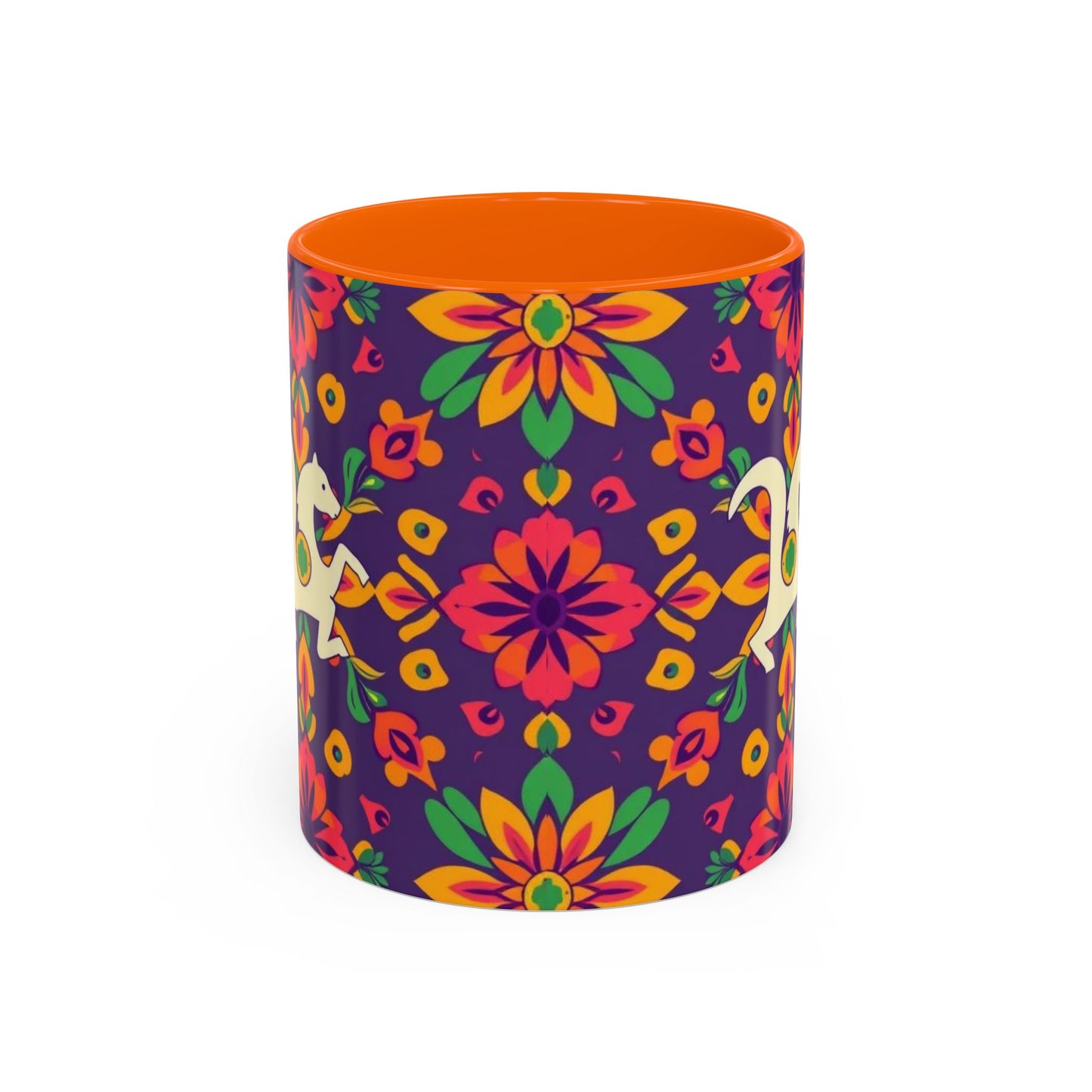 Accent Coffee Mug, Aquarius, Zodiac v2, Flower Pattern, (11, 15oz)