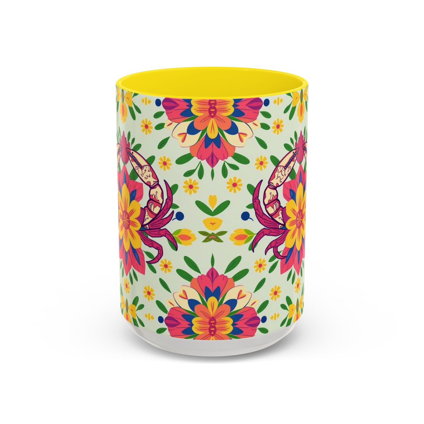 Accent Coffee Mug, Cancer, Zodiac v3, Flower Pattern, (11, 15oz)