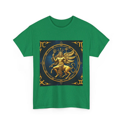 Unisex Heavy Cotton T-Shirt, Gold Angel, Symbol, Virgo Zodiac Design