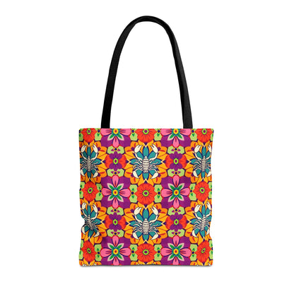 Tote Bag, (AOP), Scorpio, Zodiac v3, Flower Pattern